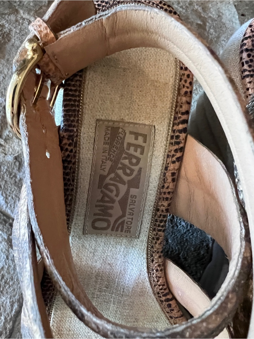 Ferragamo Rey Platform Ankle-Strap Sandal in Brown animal print - Picture 13 of 14
